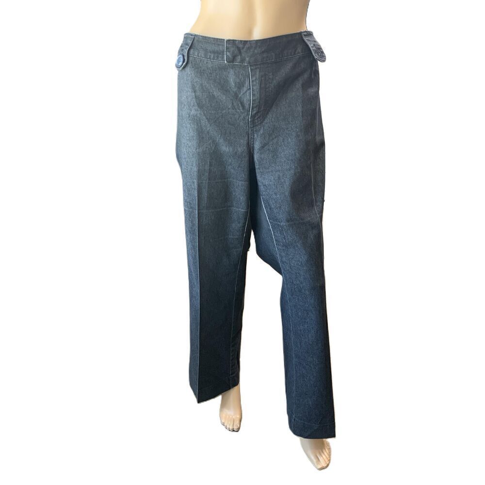 Soft By Avenue Womens Black Wide Leg Denim Pants Sz 16 Coastal Cowgirl Academia
